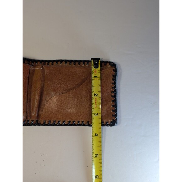 Vintage Hand Tooled Leather Wallet Deer Forest Scene Western Bifold Snap Brown - Picture 15 of 15